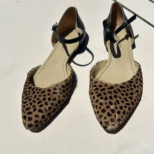 Leopard print calf skin ballet flats